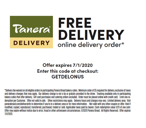 panera Bread Delievery Coupon