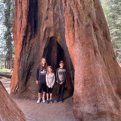 Morgan 12 Ainsley 7 and Garrett 9 of Lakeside enjoying Sequoia National ParkJPG