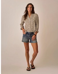Carve Designs Dylan Gauze Shirt in Coffee Ditsey 