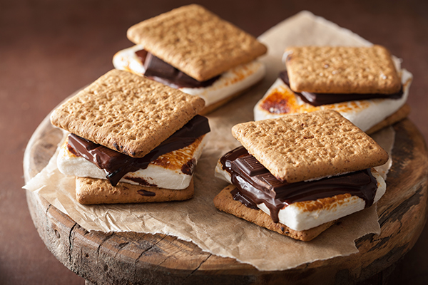 homemade marshmallow s'mores with chocolate on crackers