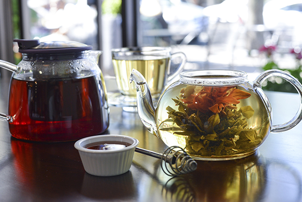 Tea pot simmers in a tea shop.