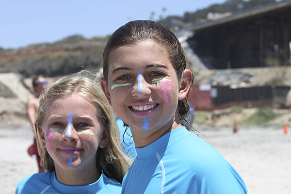 Girls having fun at Junior Lifegurds summer program in San Diego.
