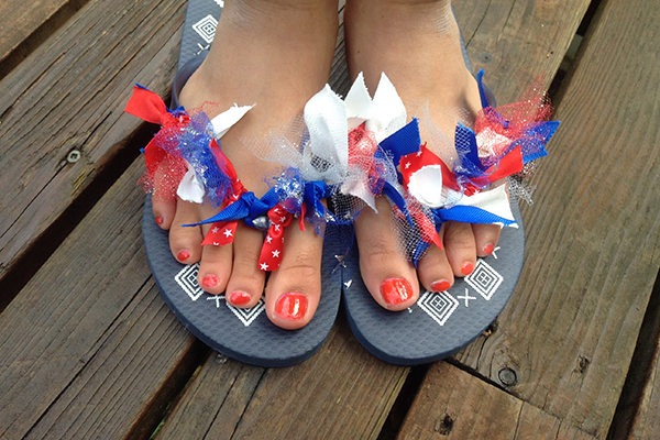 Festive Red, White \u0026 Blue Flip Flops