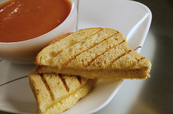 Grilled cheese with a hot bowl of tomato soup is healthy.