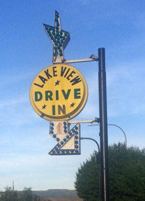 Lakeview drive-in sign.