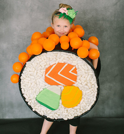 Make this cute sushi halloween costume.