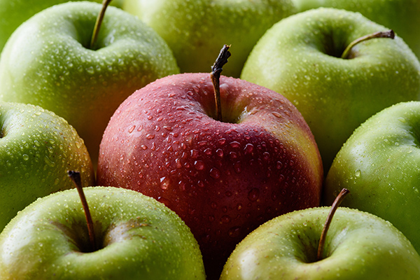 apple with water droplets