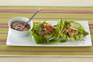 Chicken Lettuce Wraps with Spicy Peanut Sauce